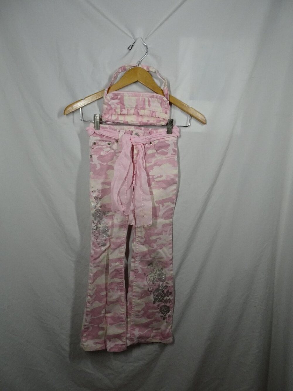 Bongo Girls Youth Pink Camouflage Pants Size 8 Slim with Matching Purse